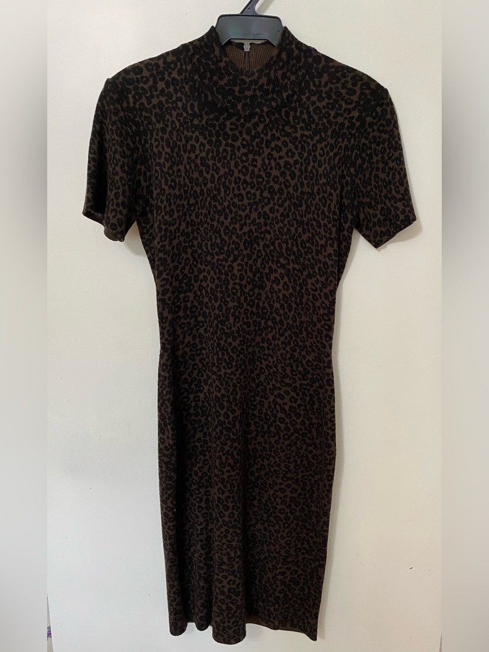 Nina Leonard Leopard Print Short Sleeve Midi Dress - Size XS